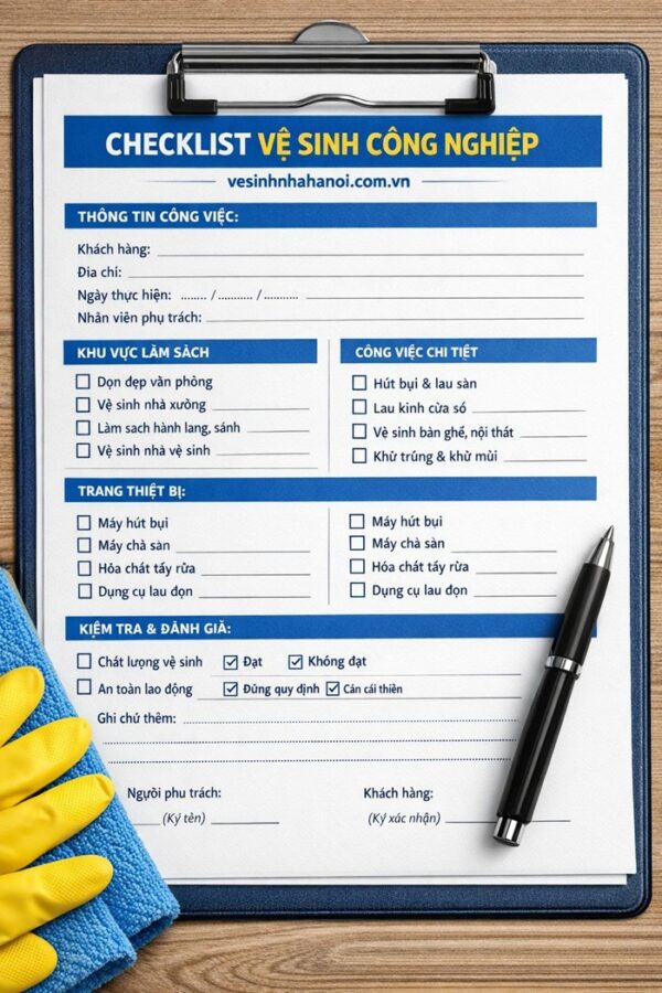 Danh sách kiểm tra vệ sinh công nghiệp chi tiết