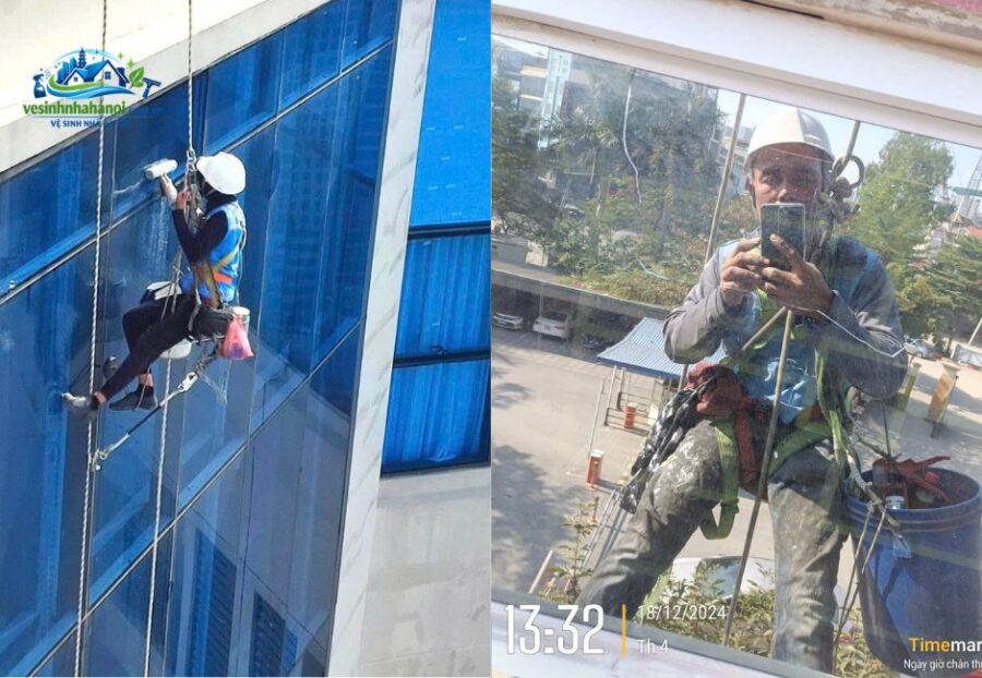 Các hạng mục vệ sinh kính tòa nhà cao tầng