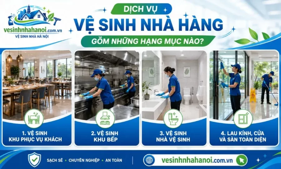 Dịch vụ vệ sinh nhà hàng gồm những hạng mục nào?