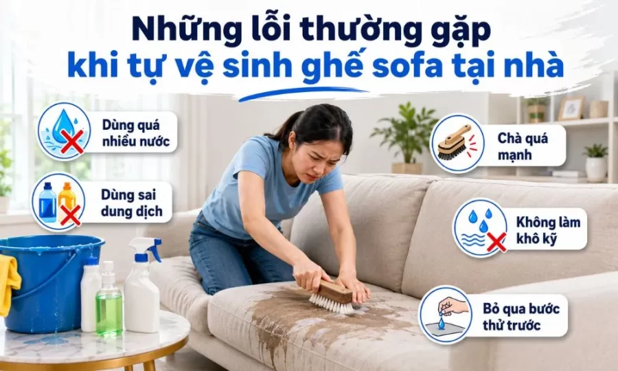 Những lỗi thường gặp khi vệ sinh ghế sofa tại nhà