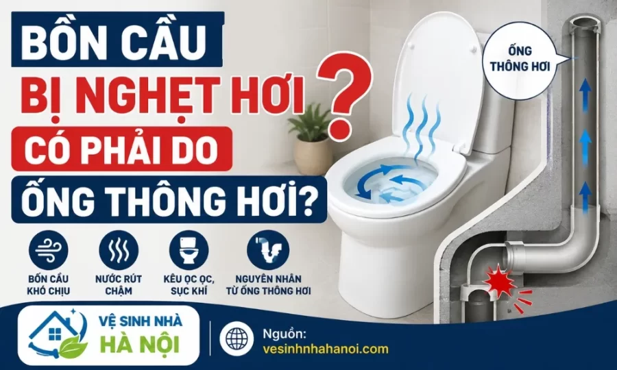 Bồn cầu bị nghẹt có phải do ống thông hơi?