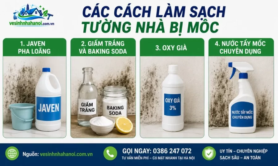 Các cách làm sạch tường nhà bị mốc