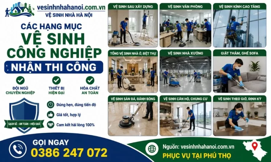 Các hạng mục vệ sinh công nghiệp phú thọ