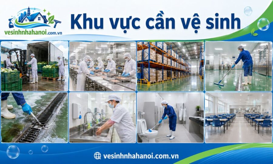 Các khu vực cần vệ sinh trong nhà xưởng thực phẩm