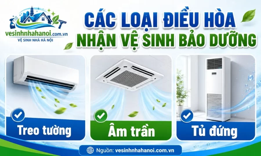 Các loại điều hòa nhận vệ sinh bảo dưỡng