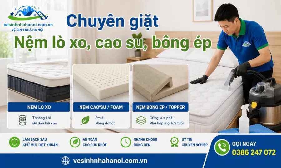 Các loại nệm nhận giặt tại Tây Hồ