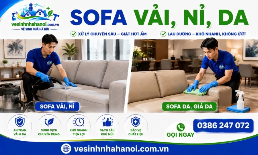 Các loại sofa nhận giặt tại Cầu Giấy