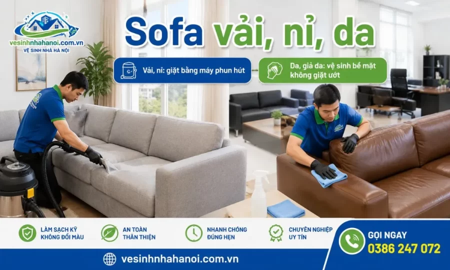 Các loại sofa nhận giặt tại Tây Hồ