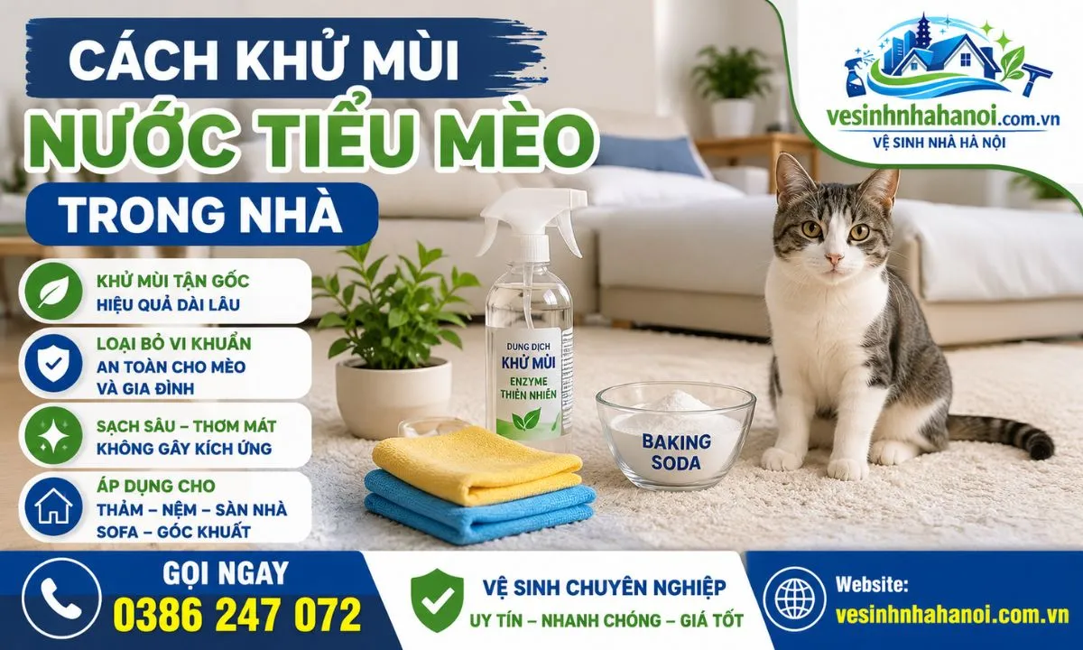 Cách khử mùi nước tiểu mèo trong nhà