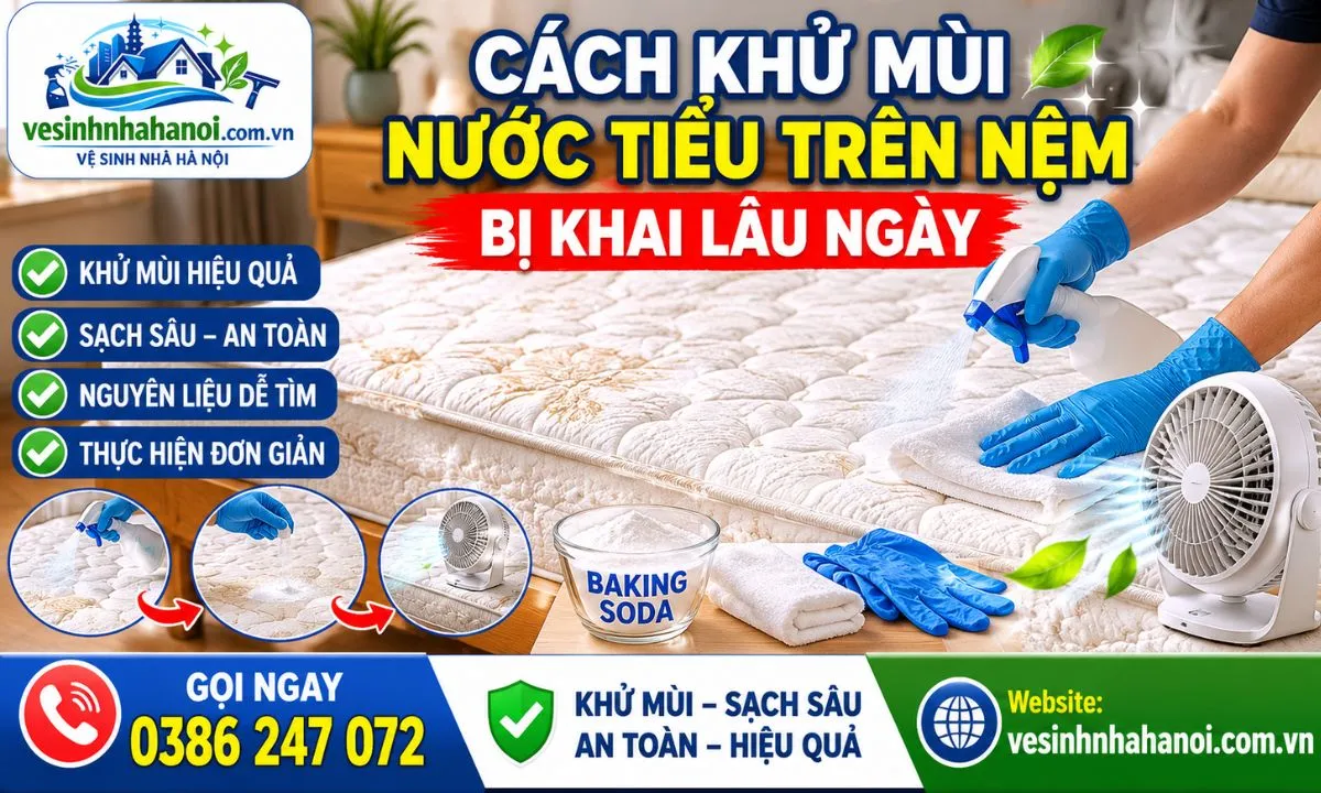 Cách khử mùi nước tiểu trên nệm