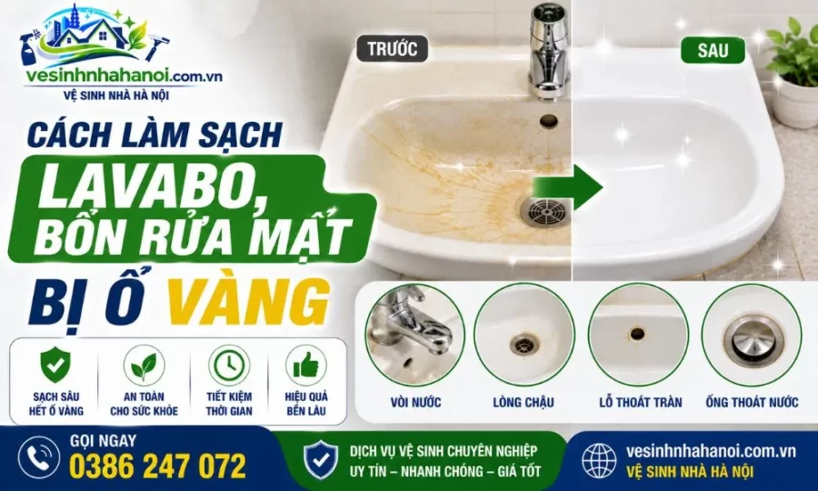Cách làm sạch lavabo - bồn rửa mặt bị ố vàng