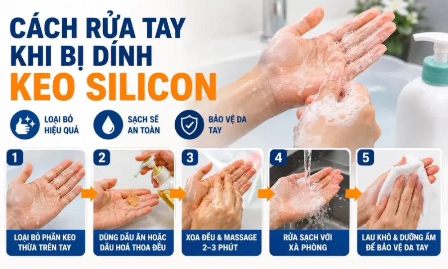 Cách rửa tay khi bị dính keo silicon