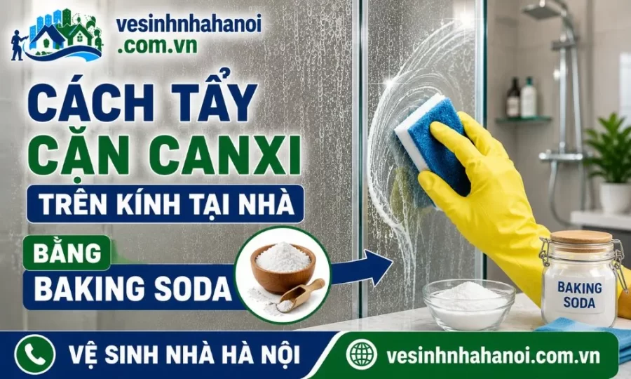 Cách tẩy cặn canxi trên kính bằng backing soda