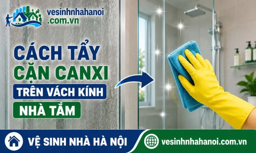Cách tẩy cặn canxi trên vách kính nhà tắm