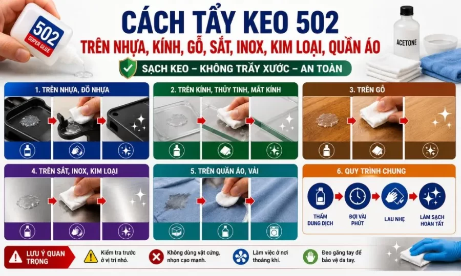 Cách tẩy keo 502 sạch nhanh