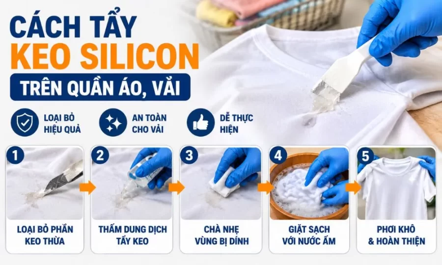 Cách tẩy keo silicon trên quần áo vải