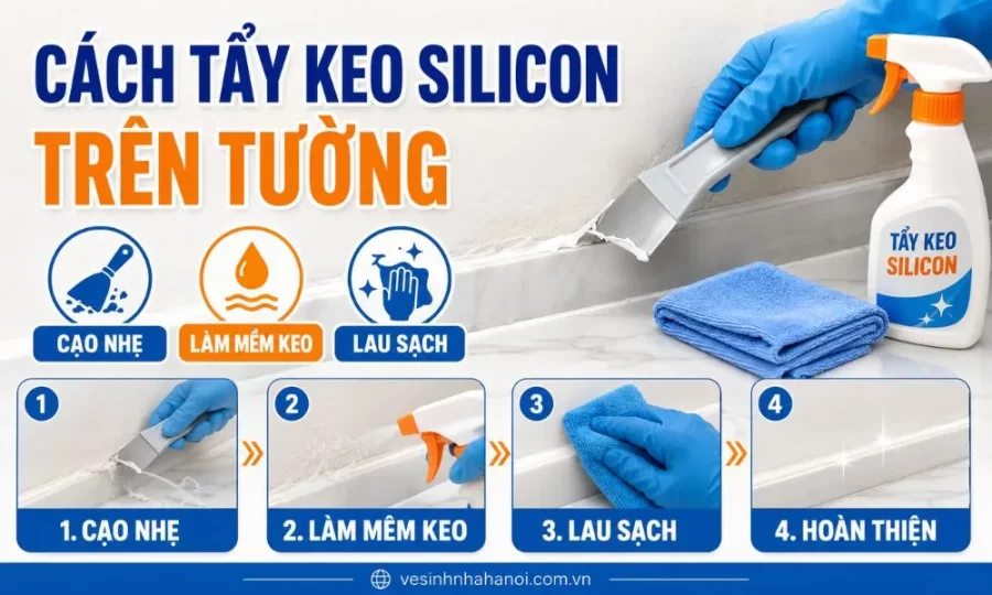 Cách tẩy keo silicon trên tường