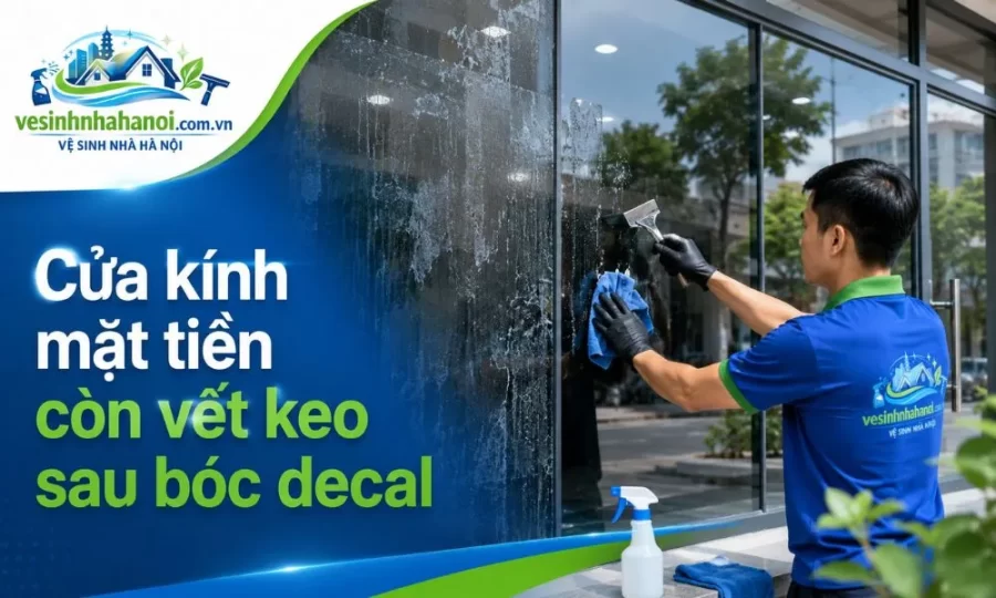Cách tẩy keo trên kính cửa kính mặt tiền