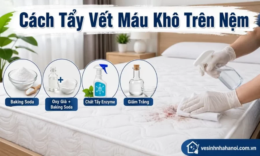 Cách tẩy vết máu khô trên nệm