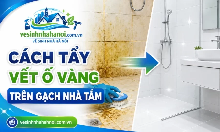 Cách tẩy vết ố vàng trên gạch nhà tắm