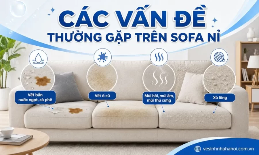 Các vấn đề thường gặp trên sofa nỉ