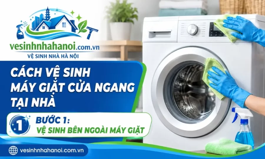 Cách vệ sinh máy giặt cửa ngang, bước 1.