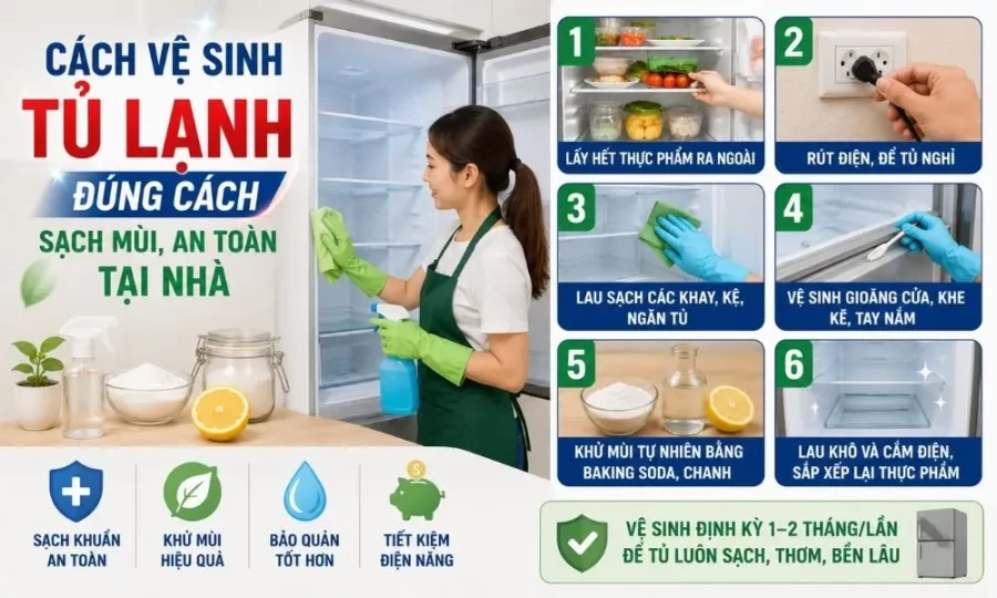 Cách vệ sinh tủ lạnh