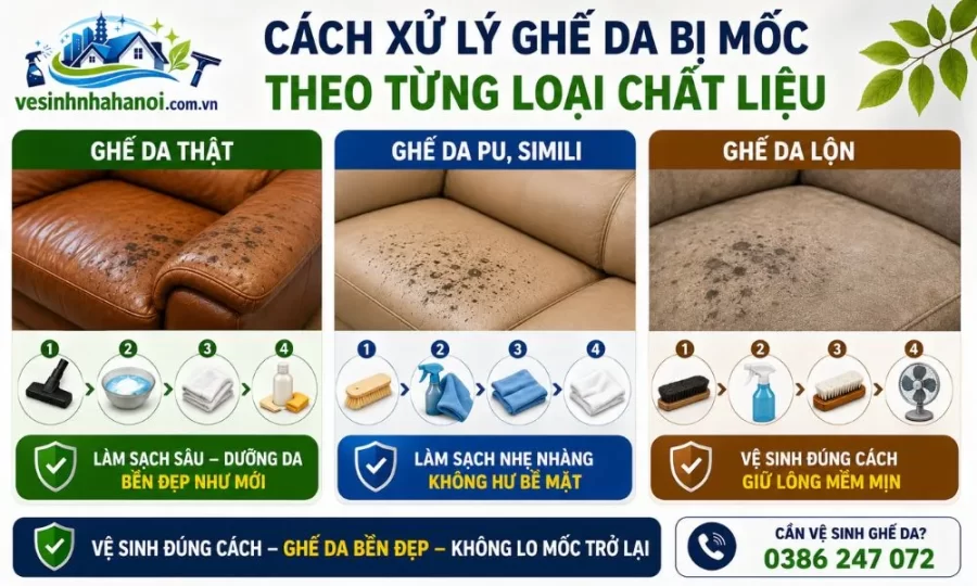 Cách xử lý ghế da bị mốc theo từng chất liệu