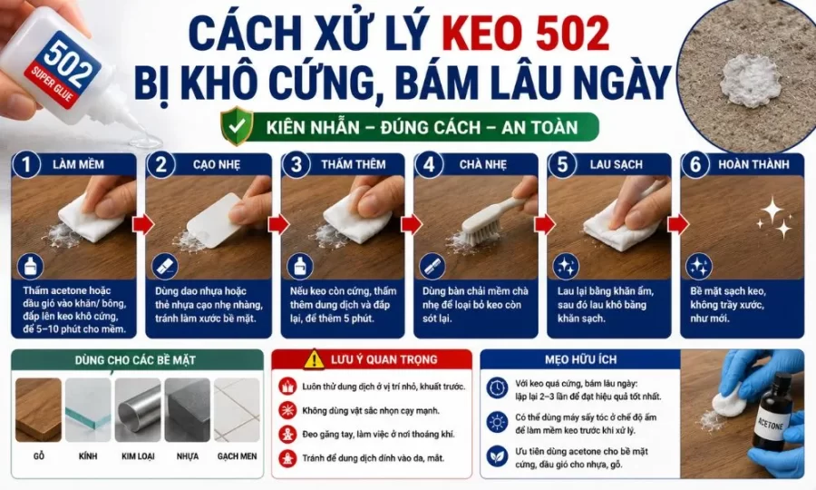 Cách xử lý keo 502 bị khô cứng, lâu ngày