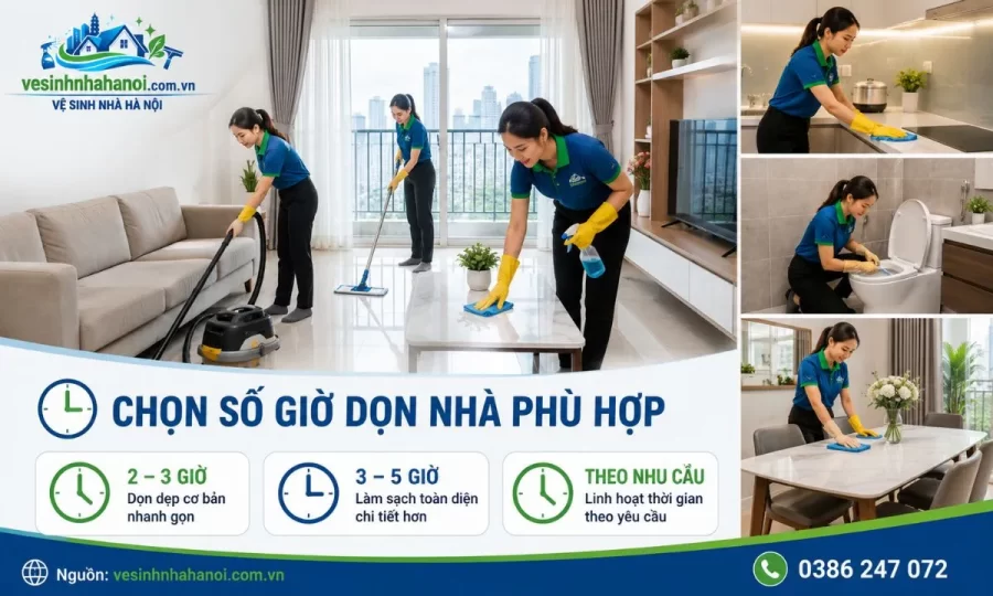Chọn số giờ dọn nhà phù hợp