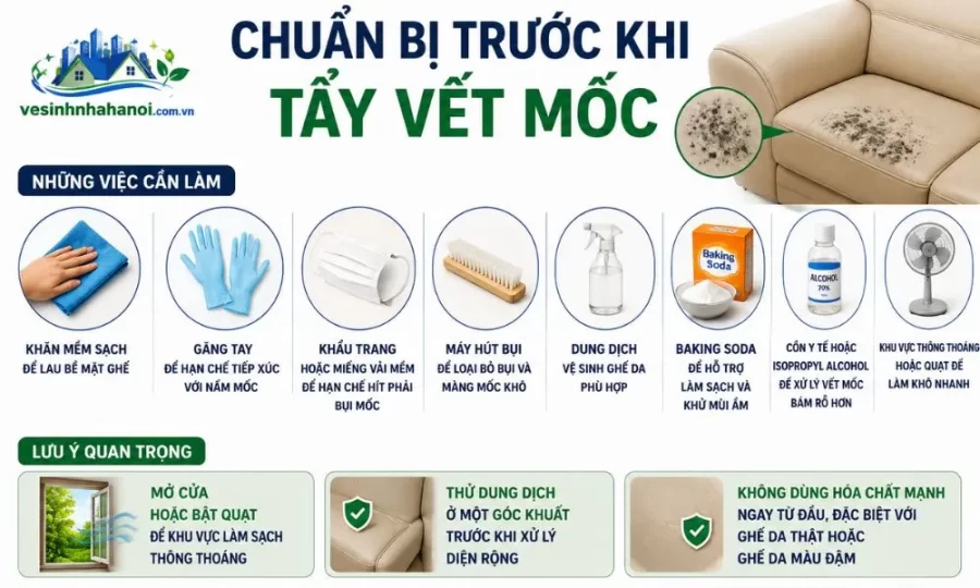 Chuẩn bị trước khi tẩy vết mốc