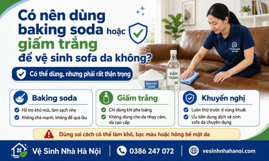 Có nên dùng backing soda hoặc dấm trắng để vệ sinh ghế da không?