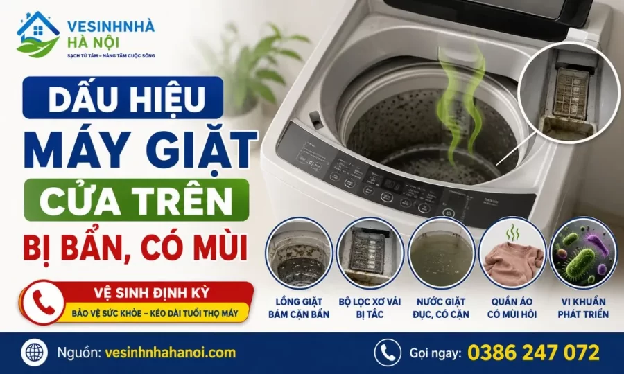 Dấu hiệu máy giặt cửa trên bị bẩn, có mùi?
