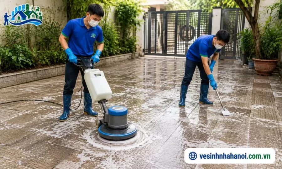 Dịch vụ tẩy xi măng trên nền gạch