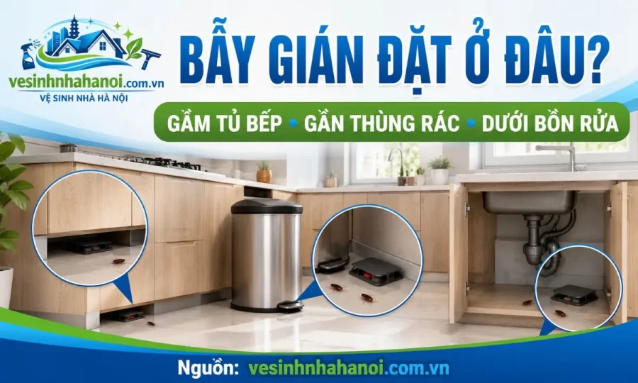 Dùng bẫy gián băng dính hoặc hộp bẫy đúng cách