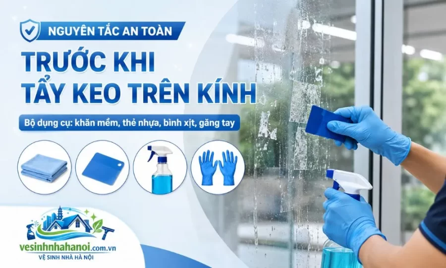 dụng cụ tẩy keo trên kính an toàn