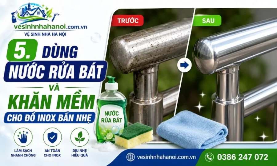 Dùng nước rửa bát tẩy rỉ sét trên inox