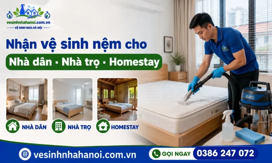 Giặt nệm Đống Đa cho nhà dân, nhà trọ, homestay