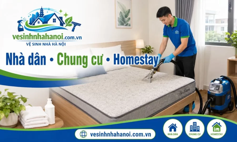 Giặt nệm Tây Hồ cho nhà dân, chung cư, homestay