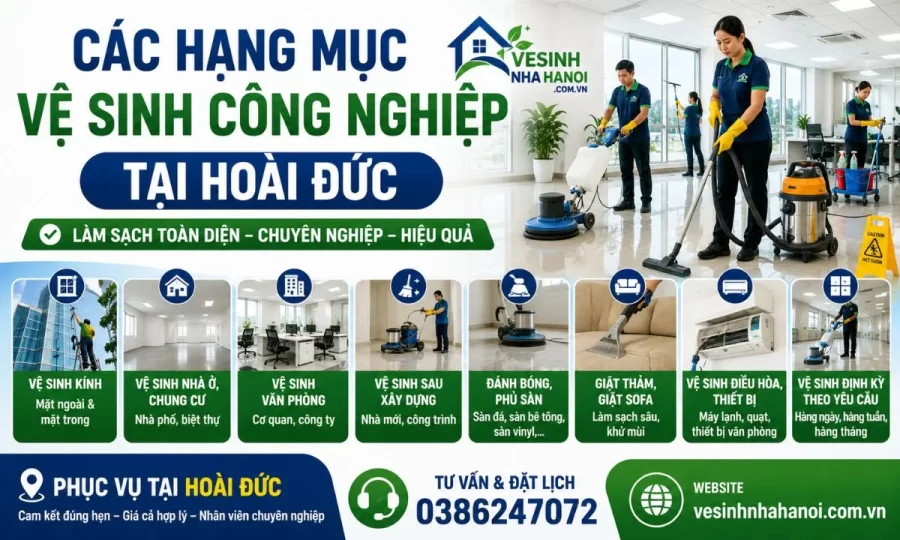 Hạng mục vệ sinh công nghiệp tại Hoài Đức