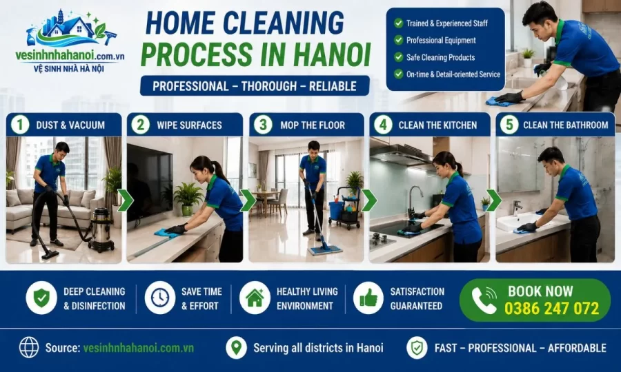 Home cleaning process in Hanoi
