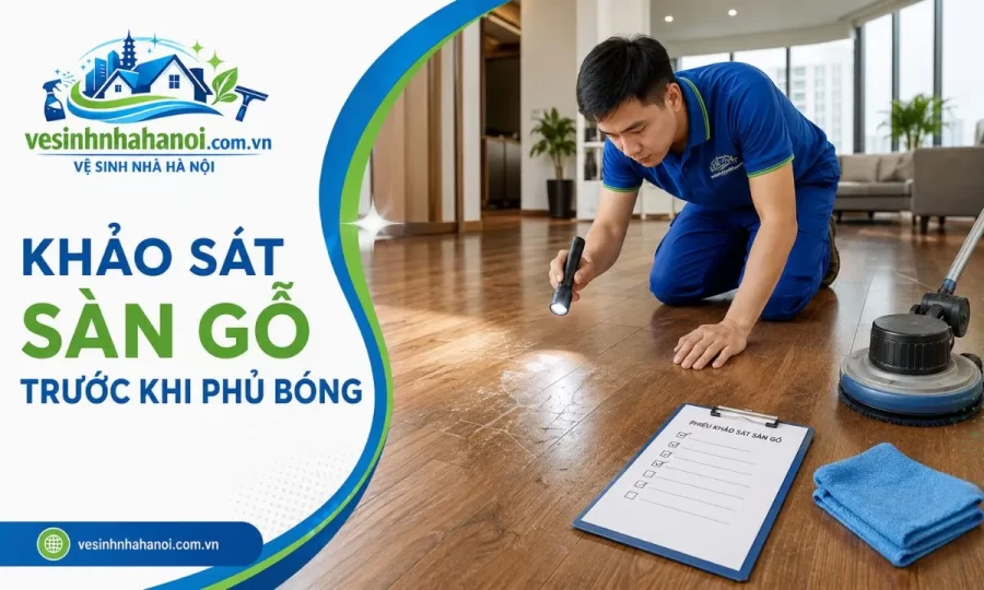 Khảo sát sàn gỗ trước khi phủ bóng