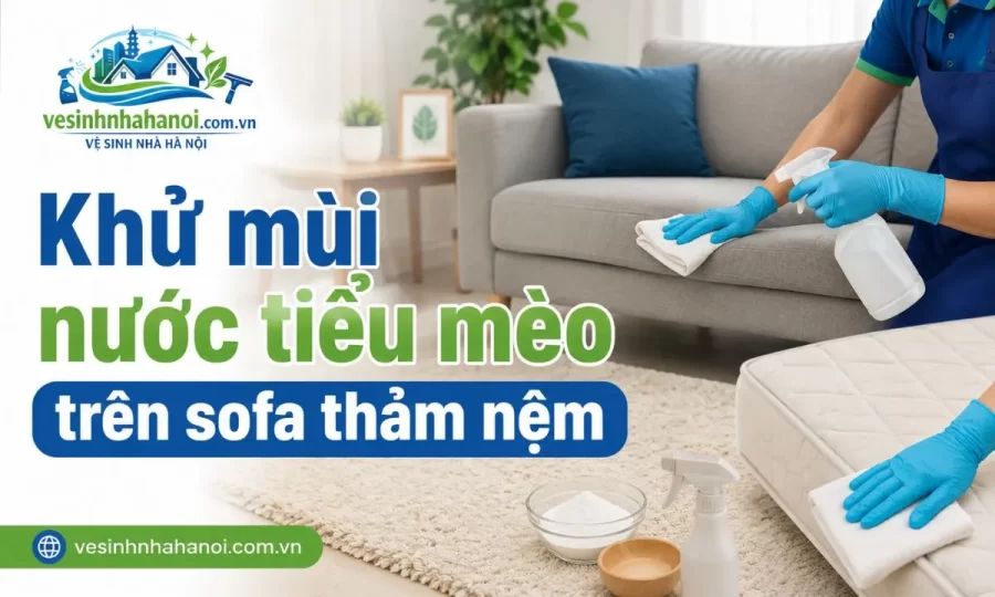 Khử mùi nước tiểu mèo trên sofa thảm nệm