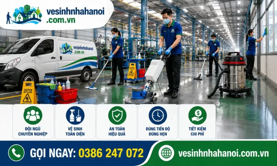 Khu vực cung cấp dịch vụ vệ sinh công nghiệp tại Bắc Ninh
