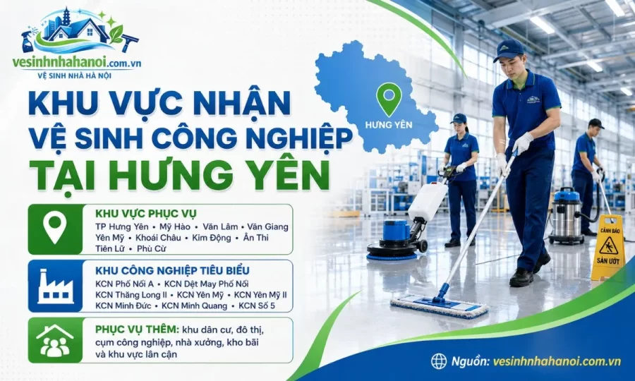Khu vực nhận vệ sinh công nghiệp tại Hưng Yên