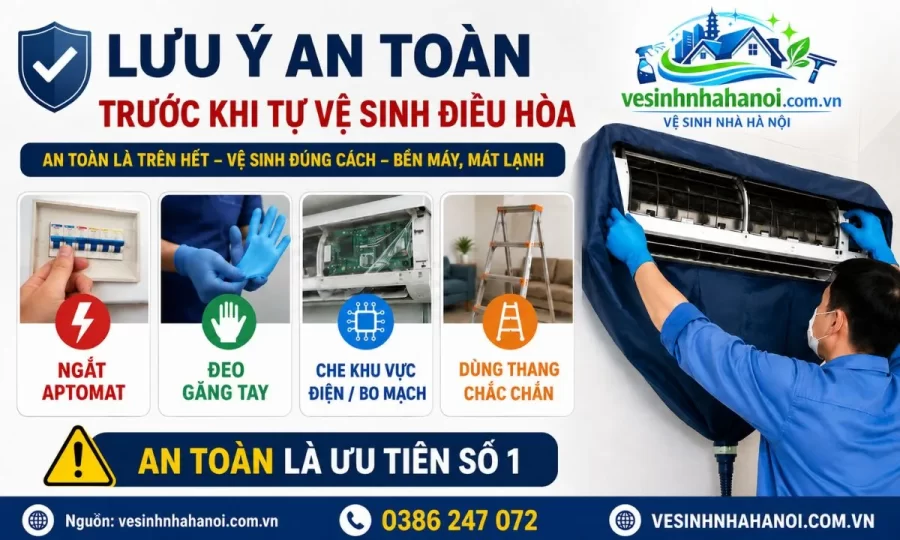 Lưu ý an toàn trước khi vệ sinh điều hòa tại nhà