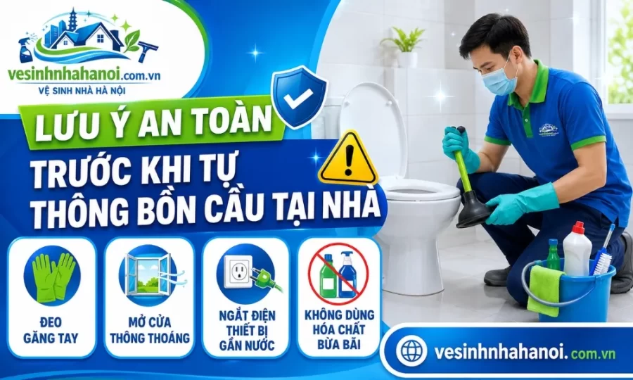 Lưu ý an toàn trước khi thông bồn cầu
