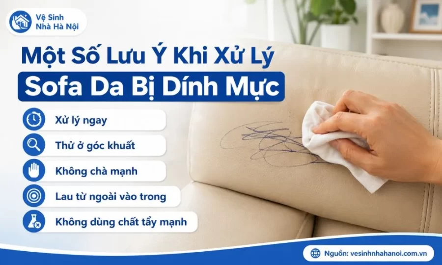 Một số lưu ý khi xử lý sofa da bị dính mực
