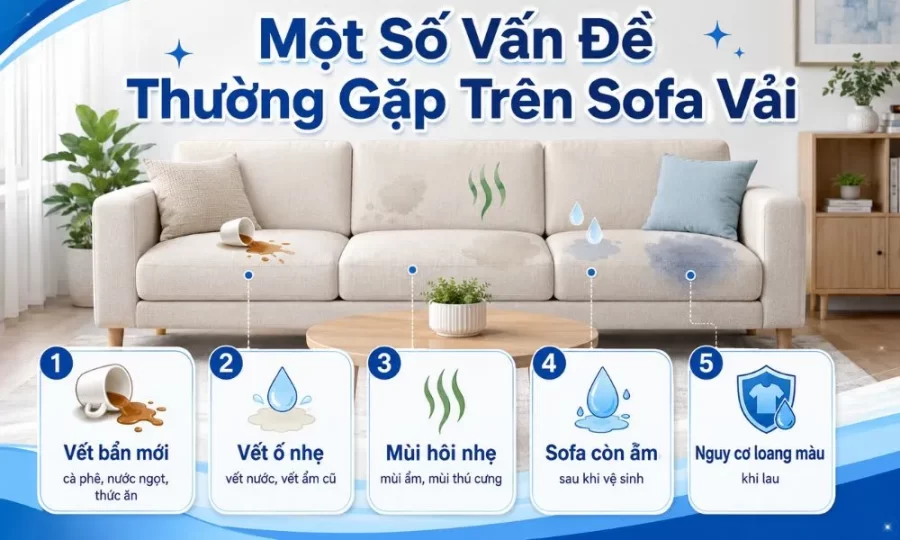 Một số vấn đề thường gặp trên sofa vải