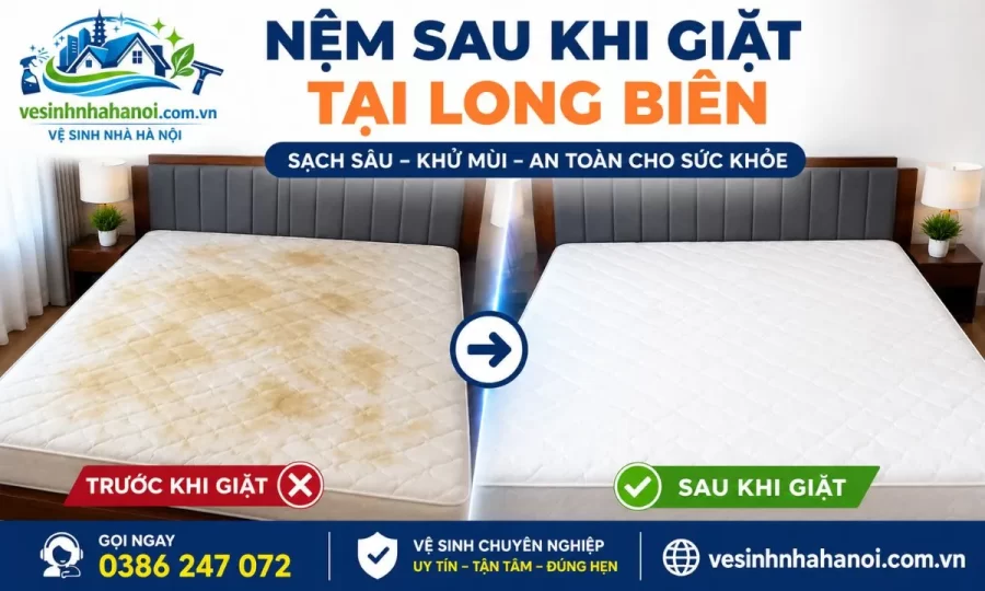 Nệm sau khi giặt tại Long Biên